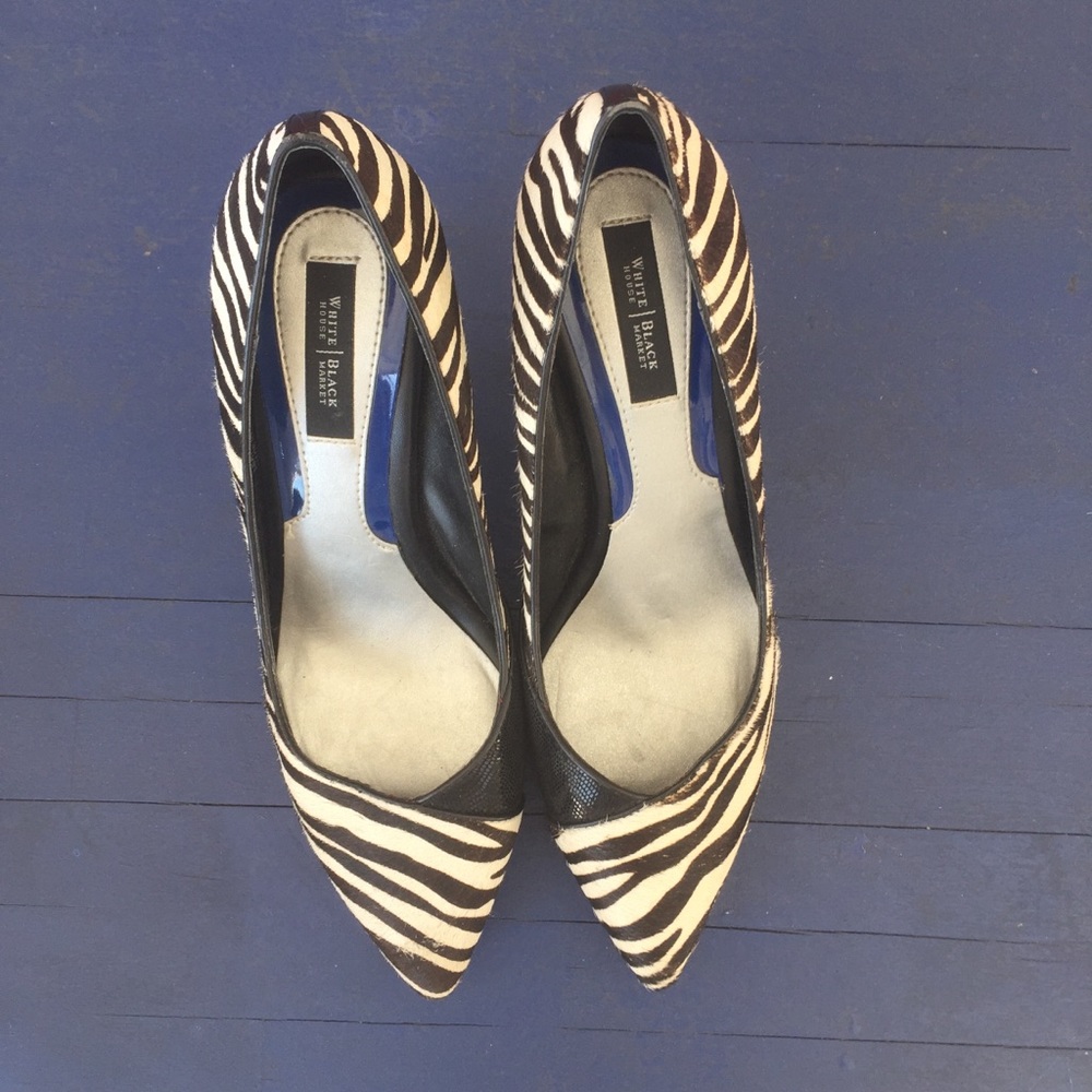 WHBM zebra print statement heels. - Picture 3 of 8